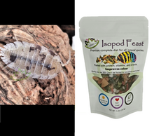 Load image into Gallery viewer, Dalmatian Isopods next to Reptanicals Isopod Feast Isopod Supply Premium Isopod Food